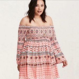 Torrid Mosaic Print Off The Shoulder Dress
